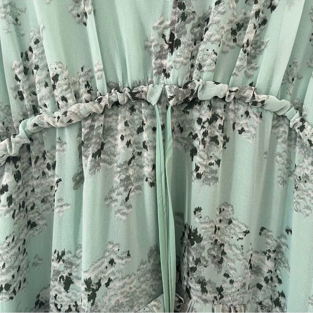 Massimo Dutti Mint Green Floral Maxi Dress 6 Boho Tiered Sleeveless Cottagecore - Picture 8 of 15